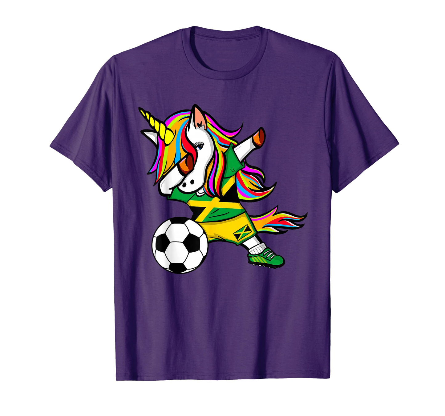 Dabbing Unicorn Jamaica Soccer Jersey T-Shirt - Unique Graphic for Adults - T-Shirt, Sweatshirt, Hoodie