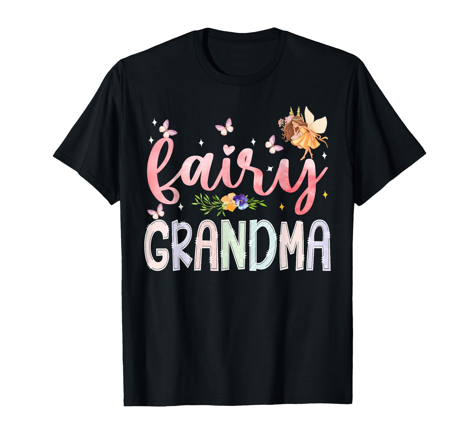 Fairy Grandma Magical Floral Birthday T-Shirt - Custom Art Print Men Women - T-Shirt, Sweatshirt, Hoodie