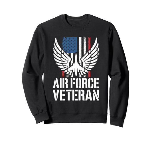 Air Force Veteran Us American Flag Sweatshirt - Fun Novelty Design Unisex - T-Shirt, Sweatshirt, Hoodie