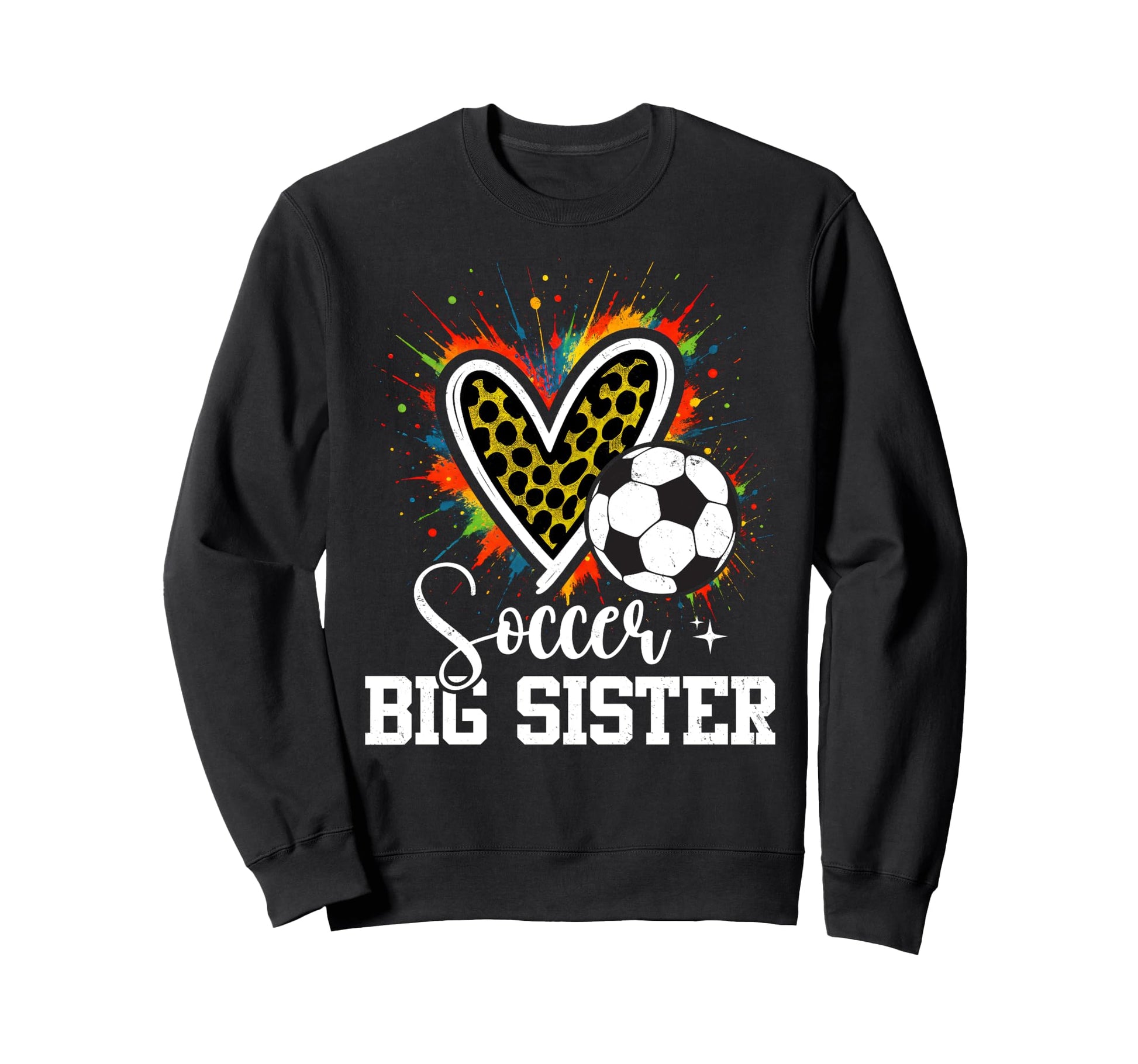 Soccer Big Sister Leopard Heart Sweatshirt - Minimalist Print Men Women - T-Shirt, Sweatshirt, Hoodie