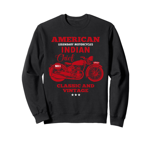 American Motorcycle Indian Old Sweatshirt - Minimalist Print Men Women - T-Shirt, Sweatshirt, Hoodie