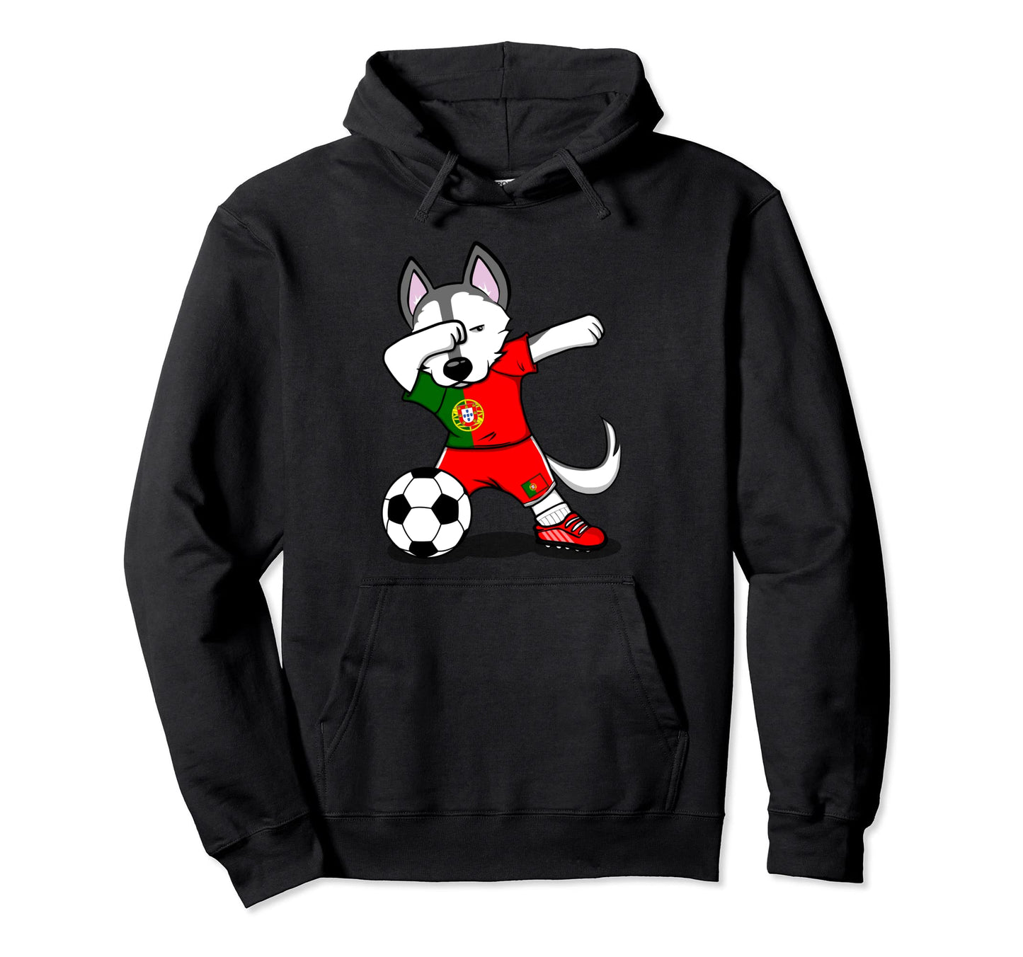 Dabbing Husky Dog Portugal Football Hoodie - Custom Art Print Unisex - T-Shirt, Sweatshirt, Hoodie