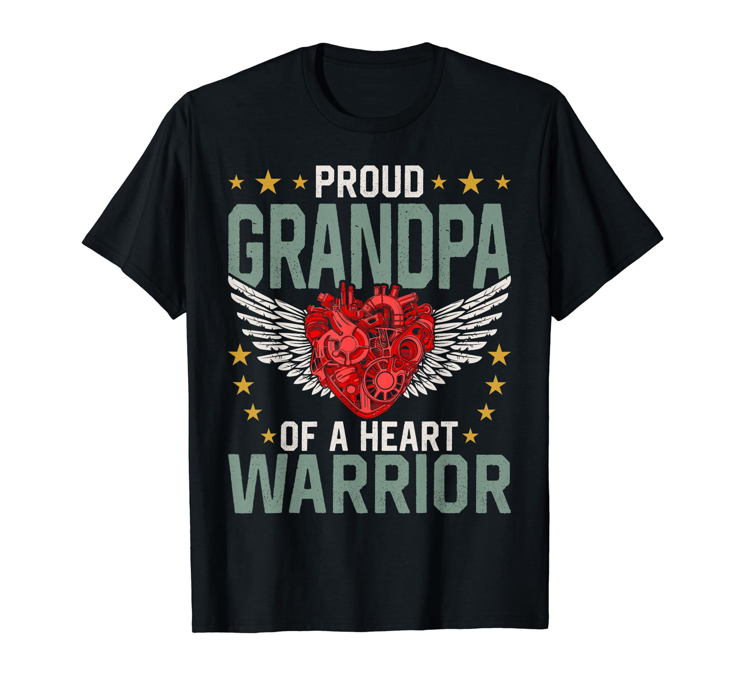Proud Grandpa Heart Warrior Heart T-Shirt - Fun Novelty Design for Adults - T-Shirt, Sweatshirt, Hoodie