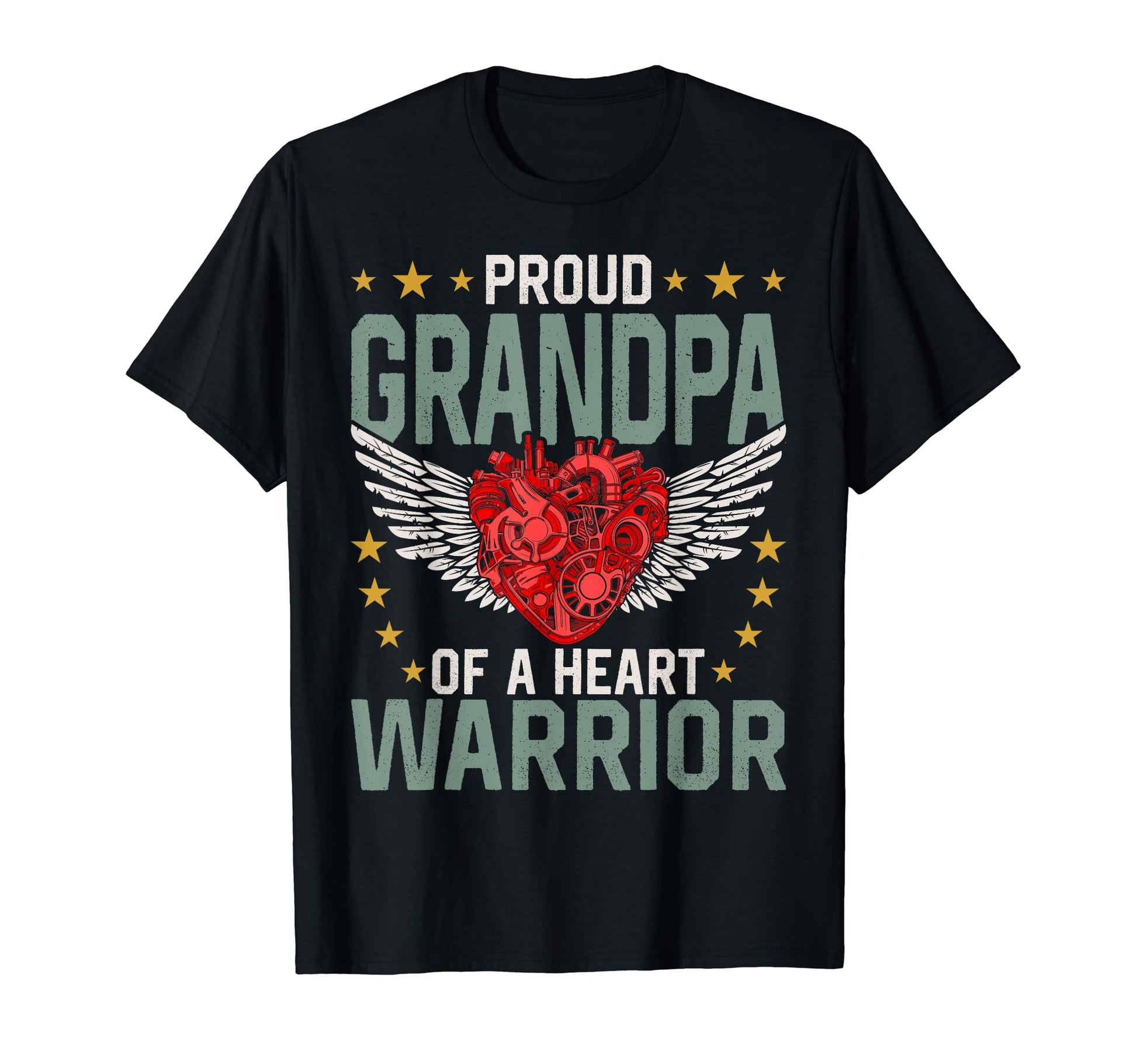 Proud Grandpa Heart Warrior Heart T-Shirt - Fun Novelty Design for Adults - T-Shirt, Sweatshirt, Hoodie