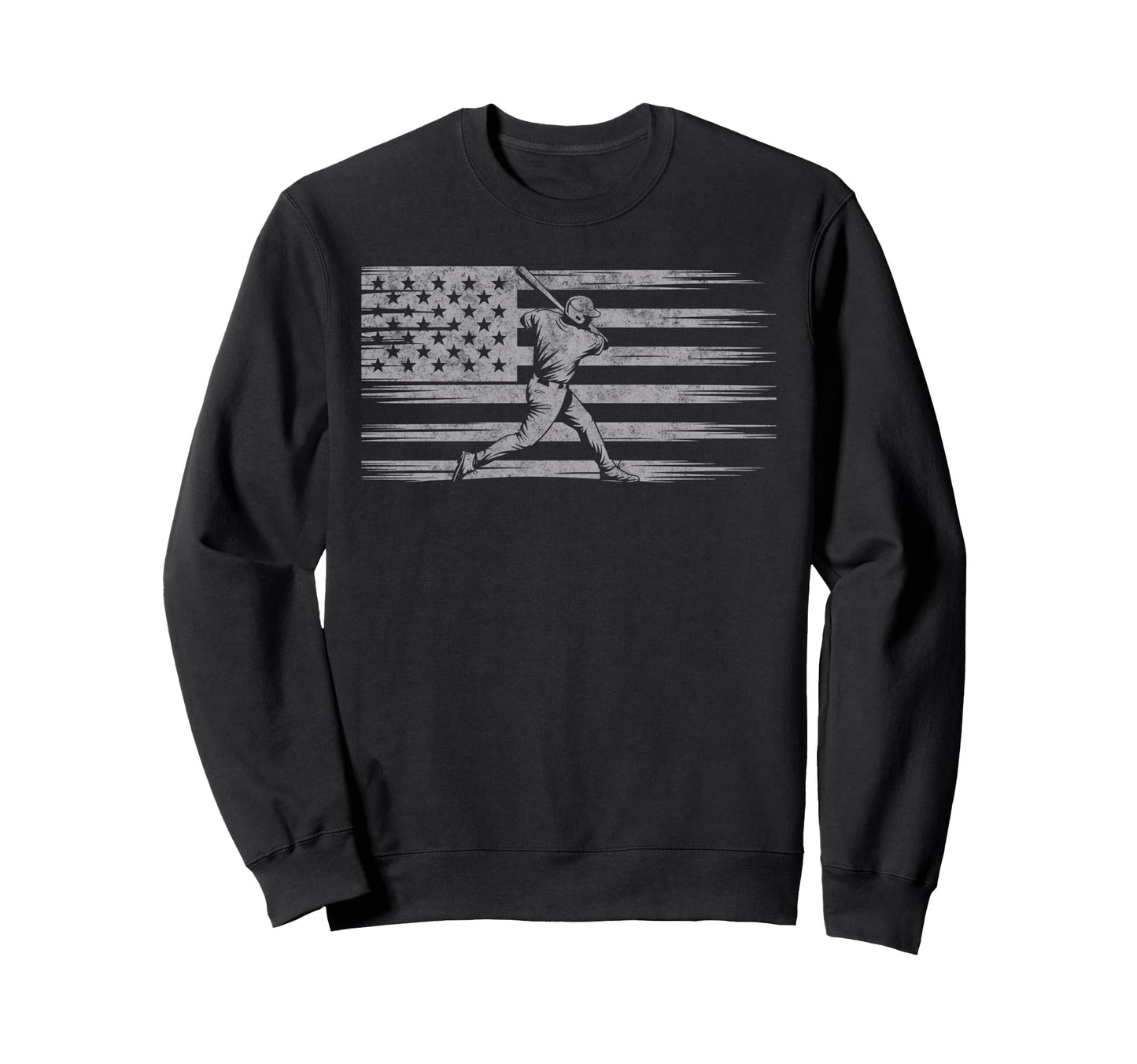 Baseball Us Flag Baseball Lover Dad Sweatshirt - Aesthetic Graphic Unisex - T-Shirt, Sweatshirt, Hoodie