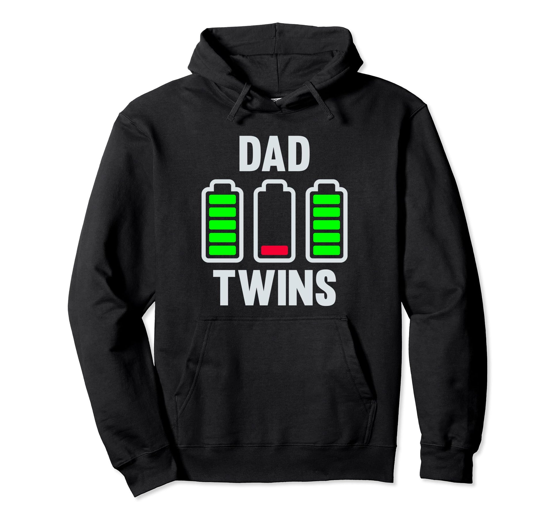 Tired Twin Dad Low Battery Full Charge Hoodie - Novelty Apparel Unisex - T-Shirt, Sweatshirt, Hoodie