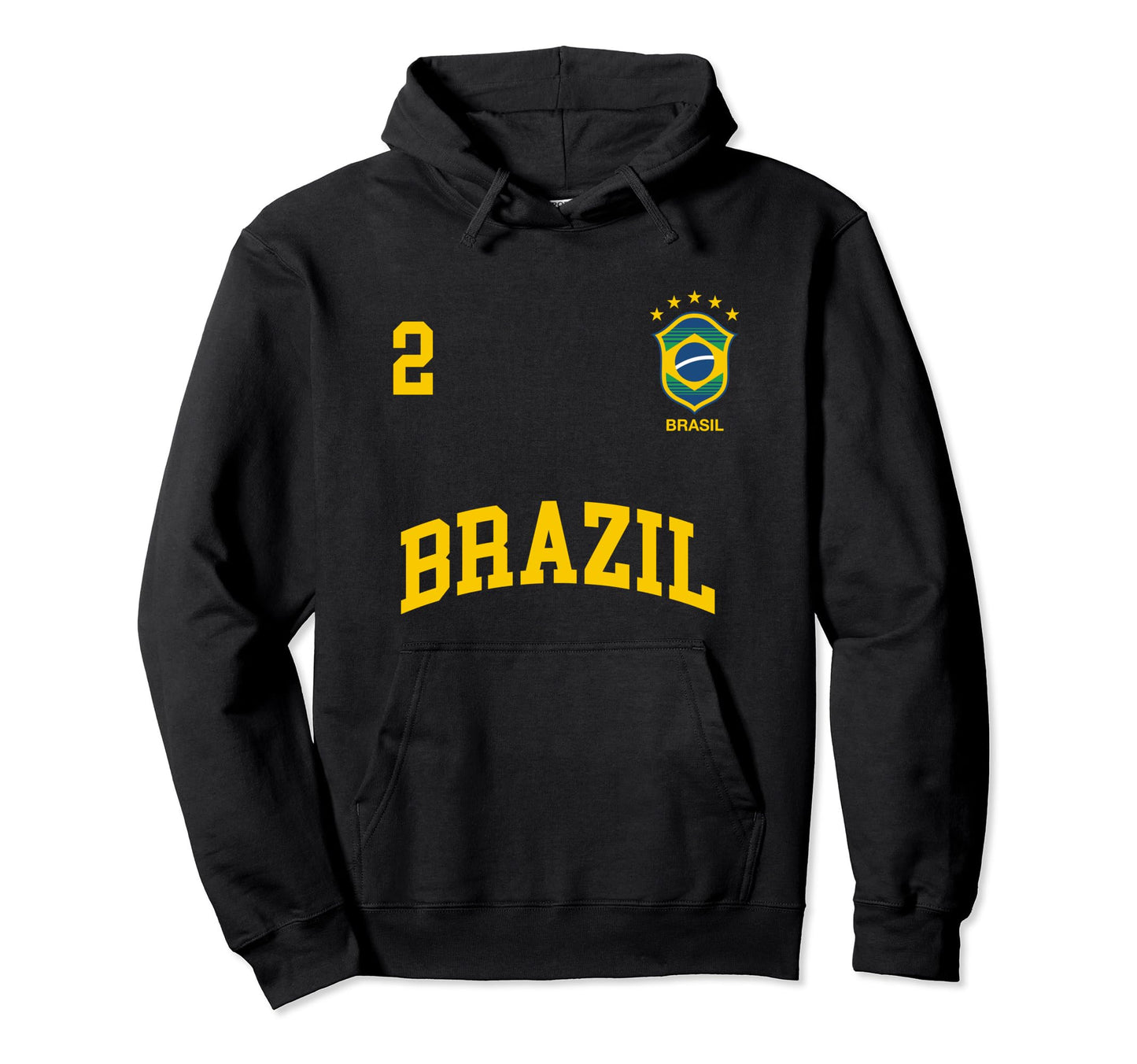 Brazil Number 2 Brazilian Soccer Hoodie - Fun Novelty Design Men Women - T-Shirt, Sweatshirt, Hoodie