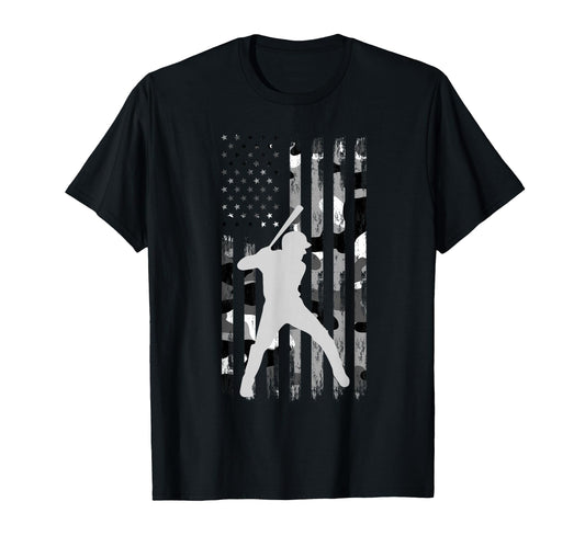 Baseball Player American Flag Usa T-Shirt - Aesthetic Graphic for Adults - T-Shirt, Sweatshirt, Hoodie