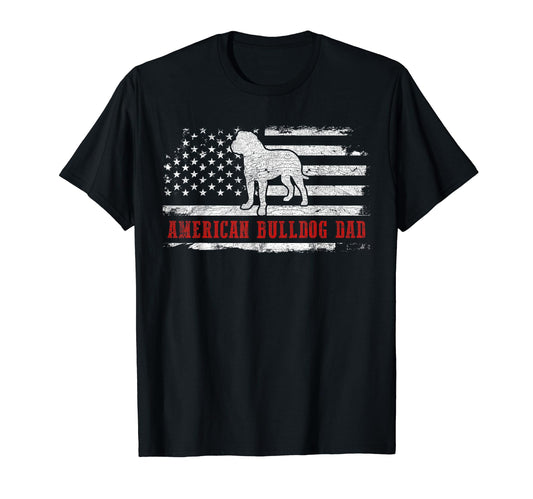 American Bulldog Dad Distressed T-Shirt - Trendy Graphic Men Women - T-Shirt, Sweatshirt, Hoodie