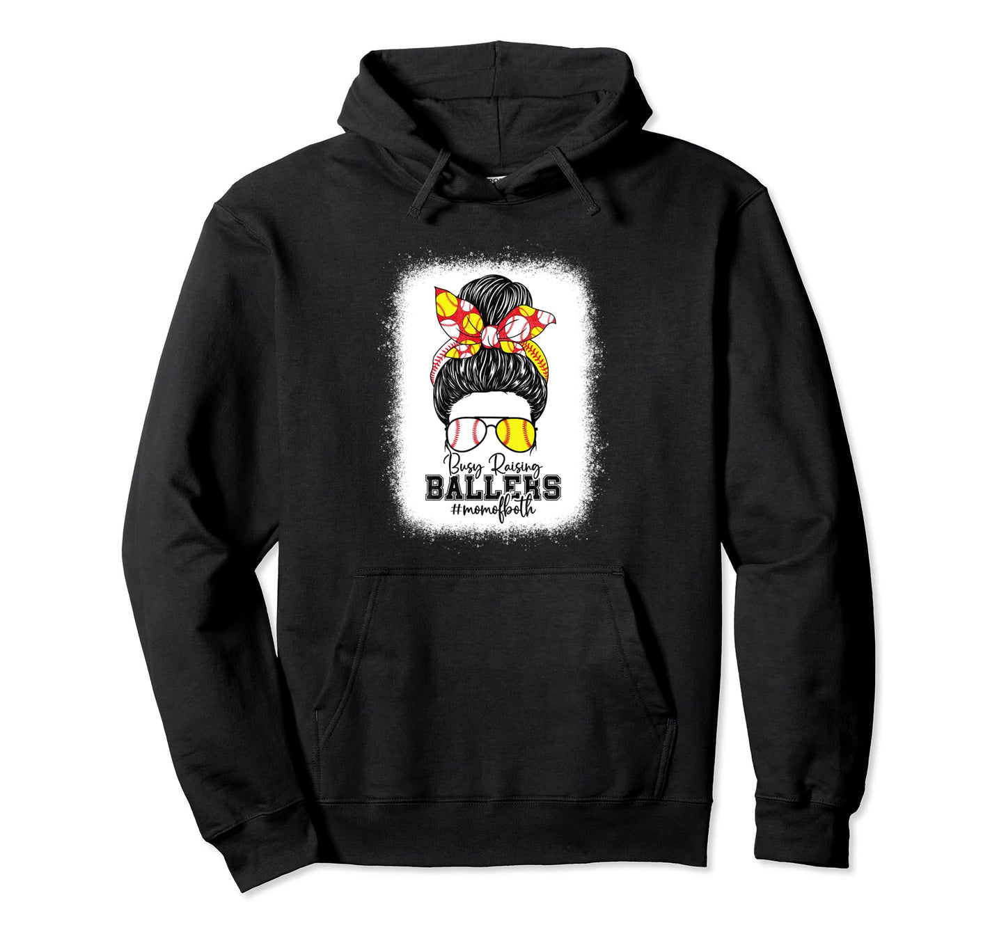 Busy Raising Ballers Softball Funny Messy Hoodie - Unique Graphic Unisex - T-Shirt, Sweatshirt, Hoodie