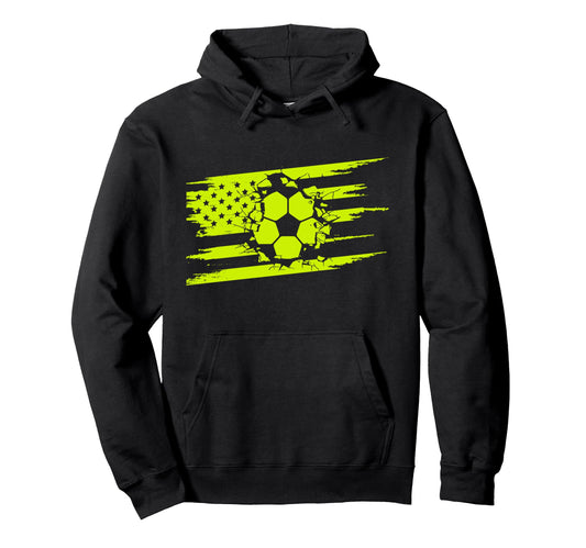 American Flag Soccer Soccer Hoodie - Aesthetic Graphic Unisex - T-Shirt, Sweatshirt, Hoodie