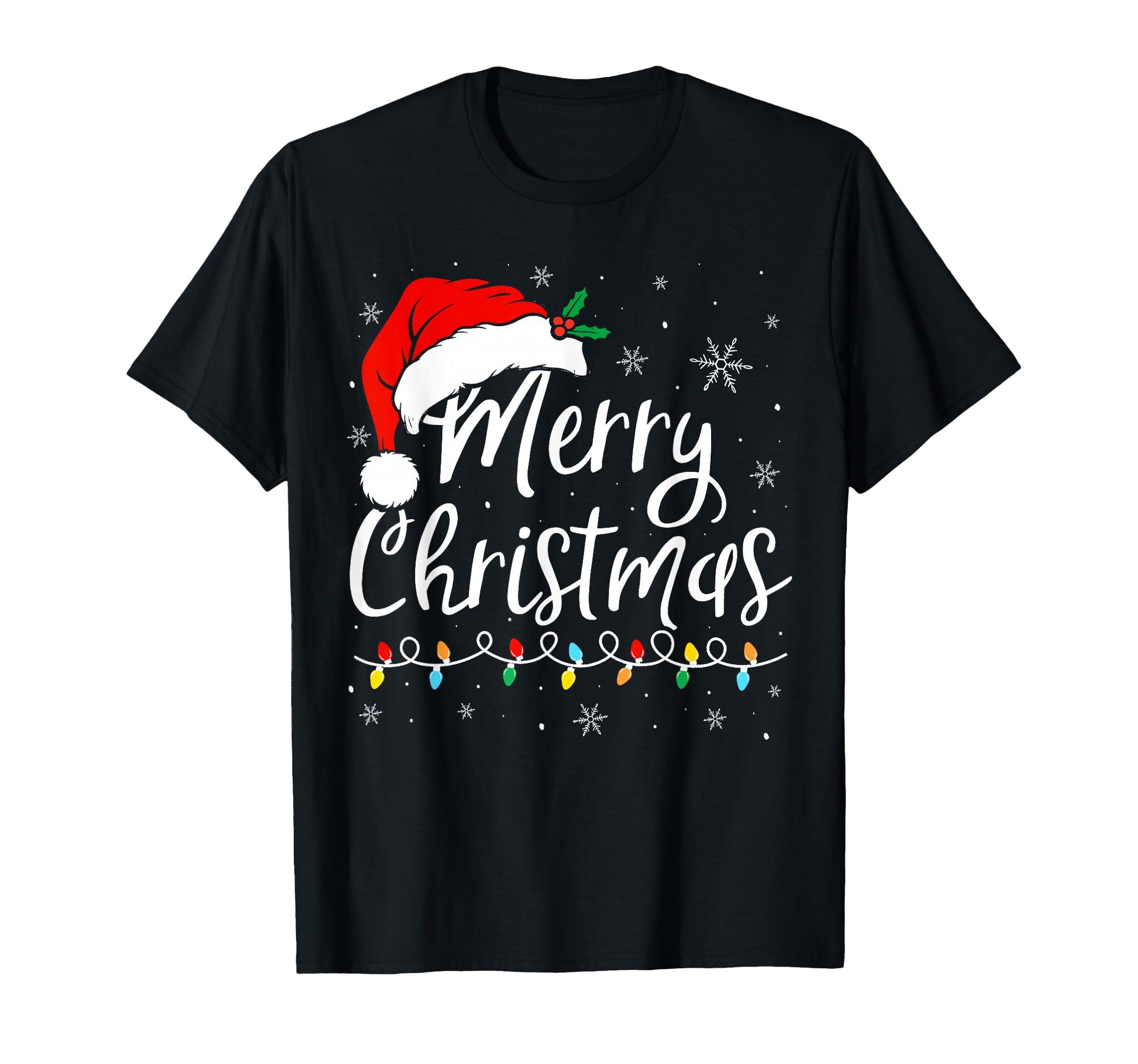 Merry Lights Santa Hat Family Matching T-Shirt - Fun Novelty Design Unisex - T-Shirt, Sweatshirt, Hoodie