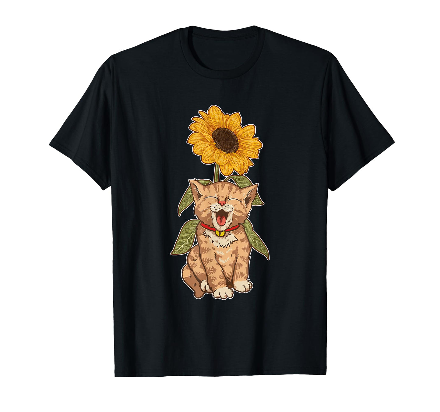 Cat Animal Kitten Yellow Flower T-Shirt - Graphic Print Men Women - T-Shirt, Sweatshirt, Hoodie