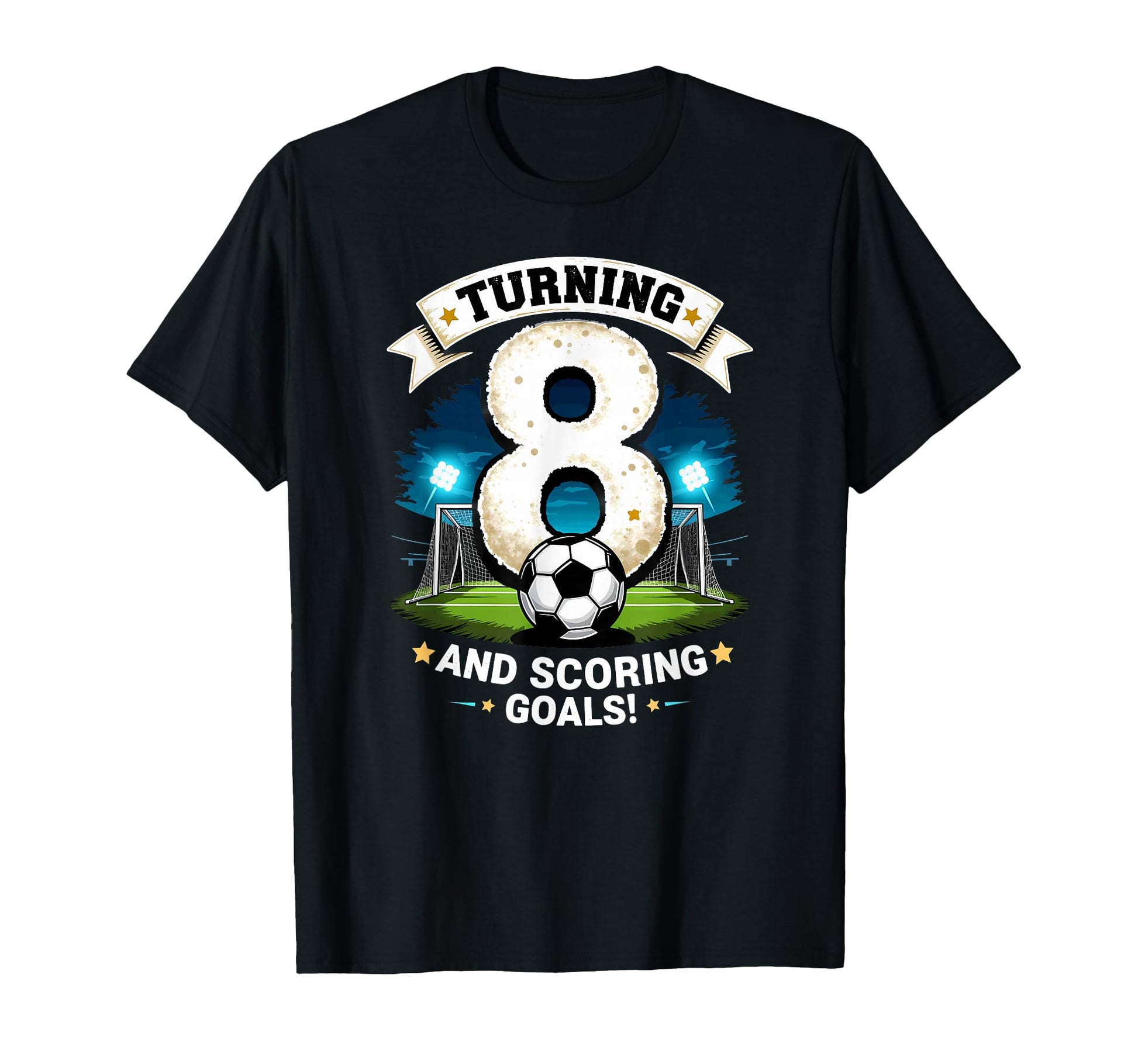 Turning 8 Scoring Goals 8Th Birthday T-Shirt - Graphic Print Men Women - T-Shirt, Sweatshirt, Hoodie