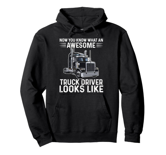Awesome Truck Driver Trucker Dad Hoodie - Minimalist Print for Adults - T-Shirt, Sweatshirt, Hoodie