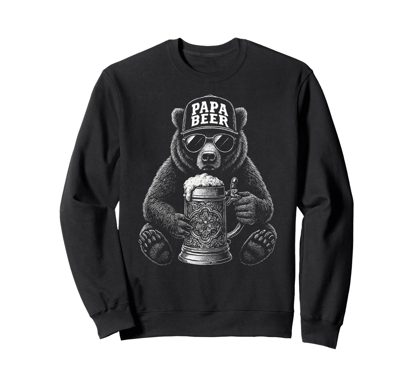 Papa Beer Funny Dad Bear Drinking Sweatshirt - Trendy Graphic Unisex - T-Shirt, Sweatshirt, Hoodie