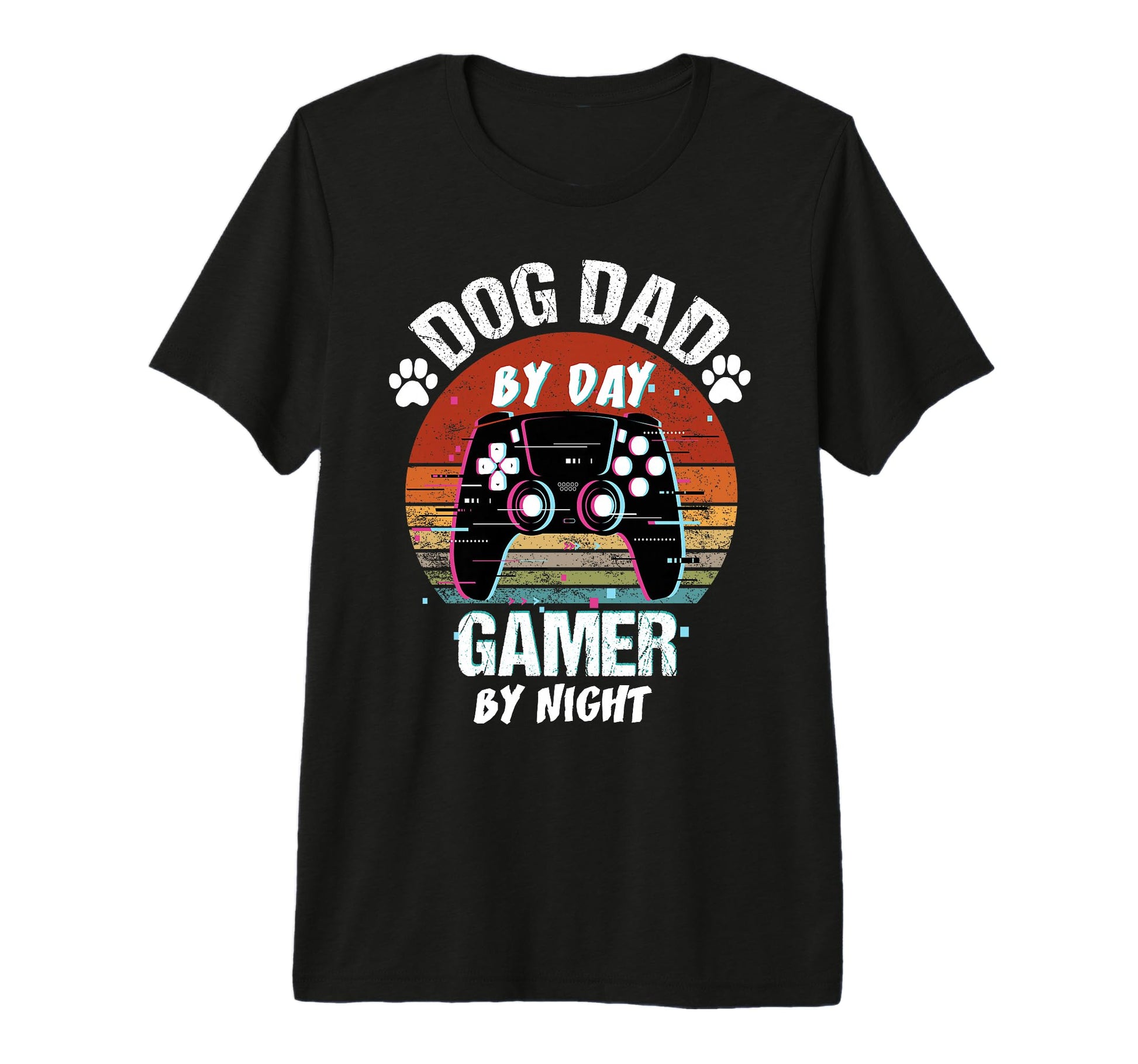 Mens Dog Dad Day Gamer Night Fathers Day T-Shirt - Custom Art Print Unisex - T-Shirt, Sweatshirt, Hoodie