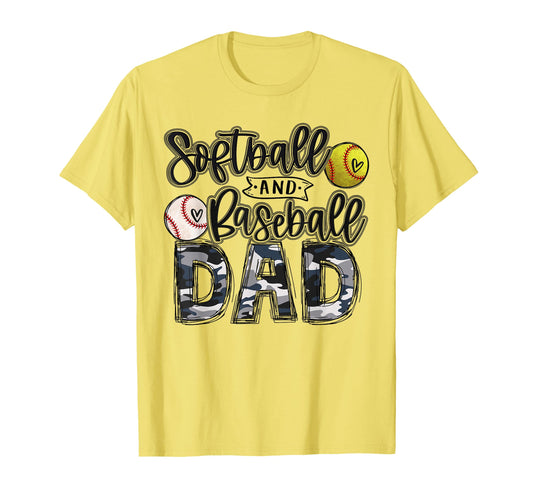 Baseball And Softball Dad Both T-Shirt - Custom Art Print for Adults - T-Shirt, Sweatshirt, Hoodie