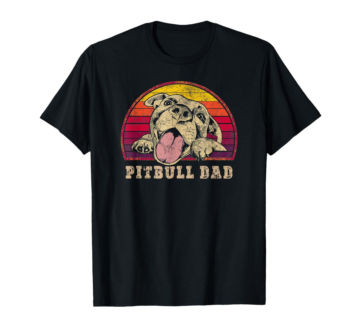 Pitbull Dad Smiling Pitbull Sunset T-Shirt - Novelty Apparel Men Women - T-Shirt, Sweatshirt, Hoodie