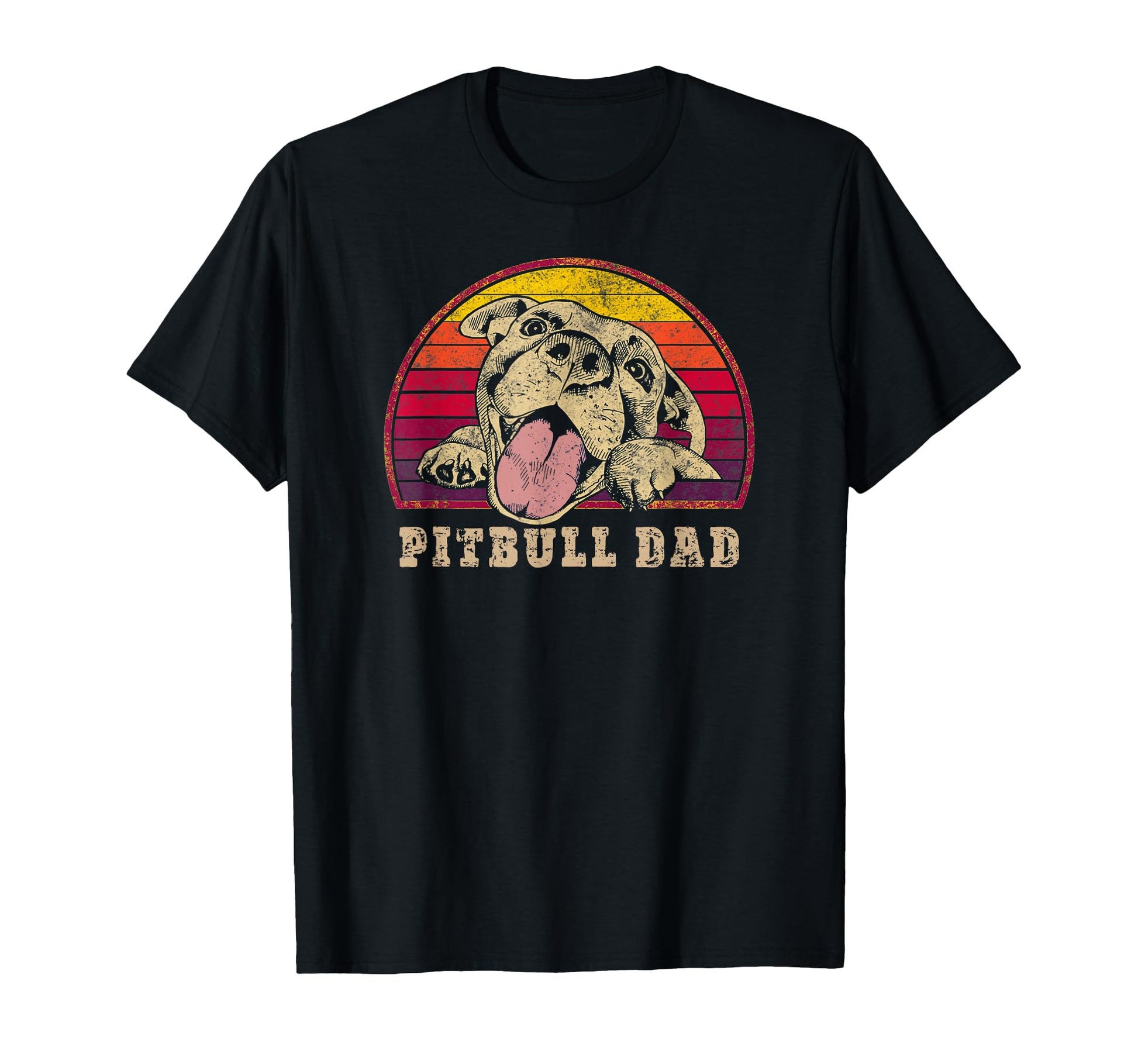 Pitbull Dad Smiling Pitbull Sunset T-Shirt - Novelty Apparel Men Women - T-Shirt, Sweatshirt, Hoodie