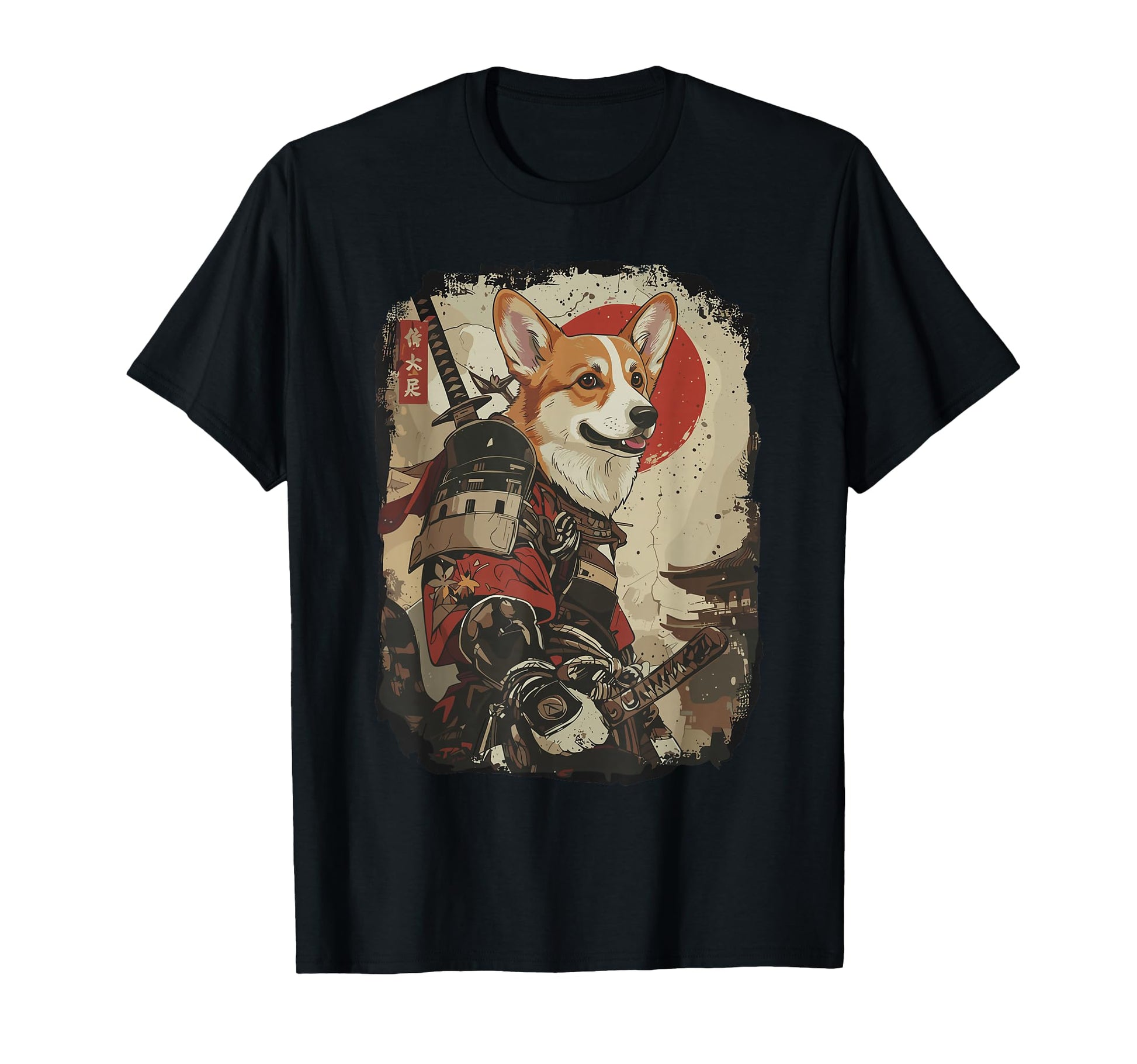 Samurai Corgi Dog Lover Mens T-Shirt - Minimalist Print Men Women - T-Shirt, Sweatshirt, Hoodie