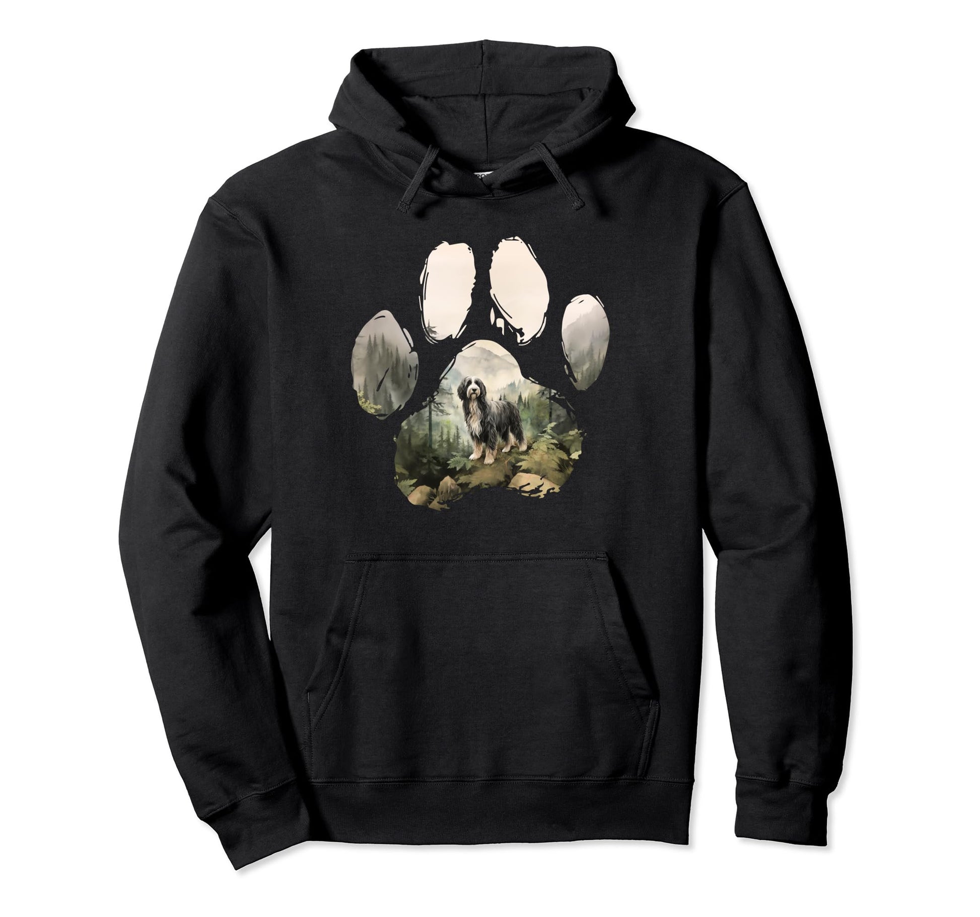 Bearded Collie Mountain Paw Dog Mom Dad Hoodie - Novelty Apparel Men Women - T-Shirt, Sweatshirt, Hoodie