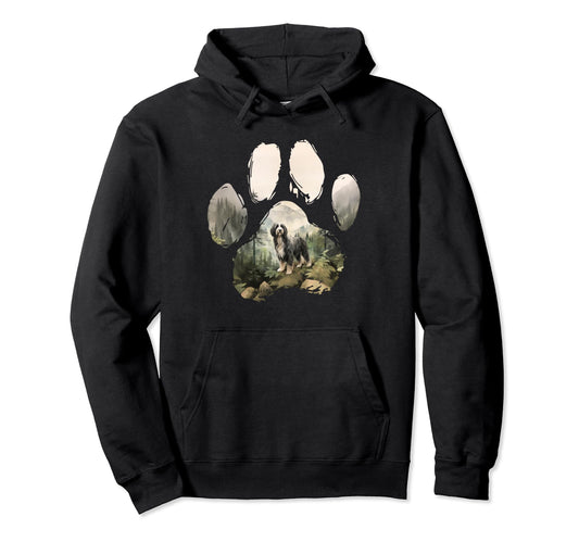 Bearded Collie Mountain Paw Dog Mom Dad Hoodie - Novelty Apparel Men Women - T-Shirt, Sweatshirt, Hoodie