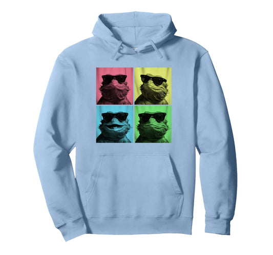 Bearded Dragon Pop Art Funny Lizard Hoodie - Unique Graphic for Adults - T-Shirt, Sweatshirt, Hoodie