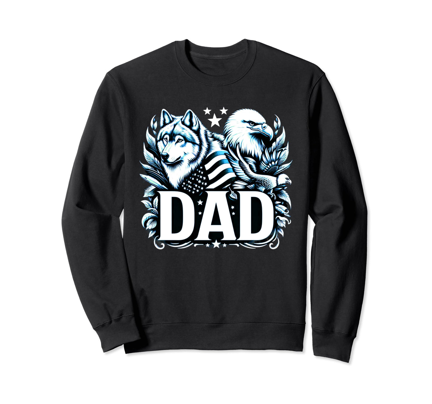 Dad Wolf Bald Eagle American Flag Sweatshirt - Aesthetic Graphic Men Women - T-Shirt, Sweatshirt, Hoodie