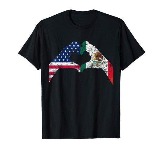 America Mexico Flag Mexican Roots T-Shirt - Custom Art Print Unisex - T-Shirt, Sweatshirt, Hoodie