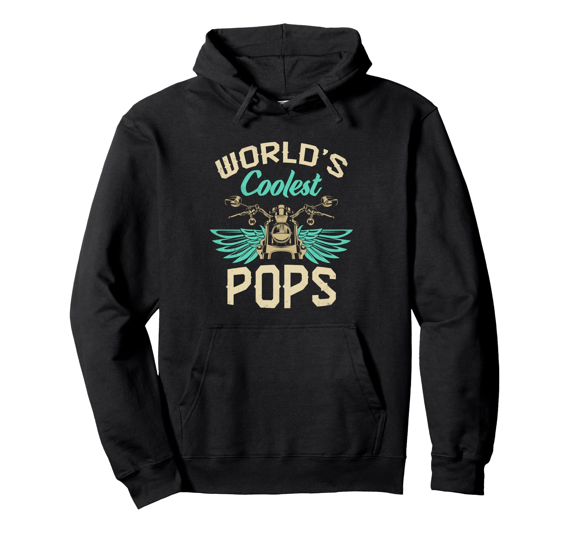 Worlds Coolest Pops Motorcycle Fathers Day Hoodie - Unique Graphic Unisex - T-Shirt, Sweatshirt, Hoodie