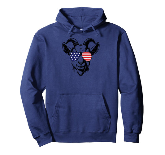 American Flag Goat Glasses Goat Dad Hoodie - Streetwear Style Unisex - T-Shirt, Sweatshirt, Hoodie