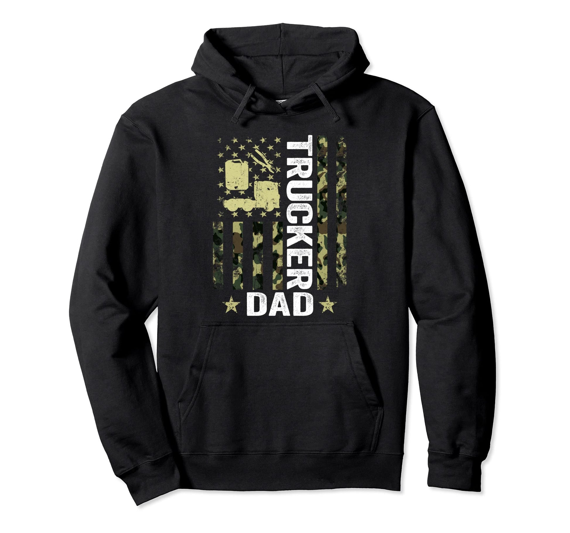Usa Flag Camouflage Trucker Dad Hoodie - Fun Novelty Design Men Women - T-Shirt, Sweatshirt, Hoodie