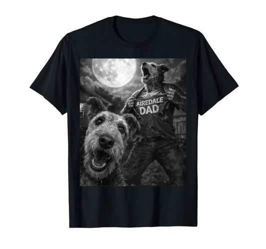Airedale Terrier Dad Funny Horror T-Shirt - Minimalist Print for Adults - T-Shirt, Sweatshirt, Hoodie