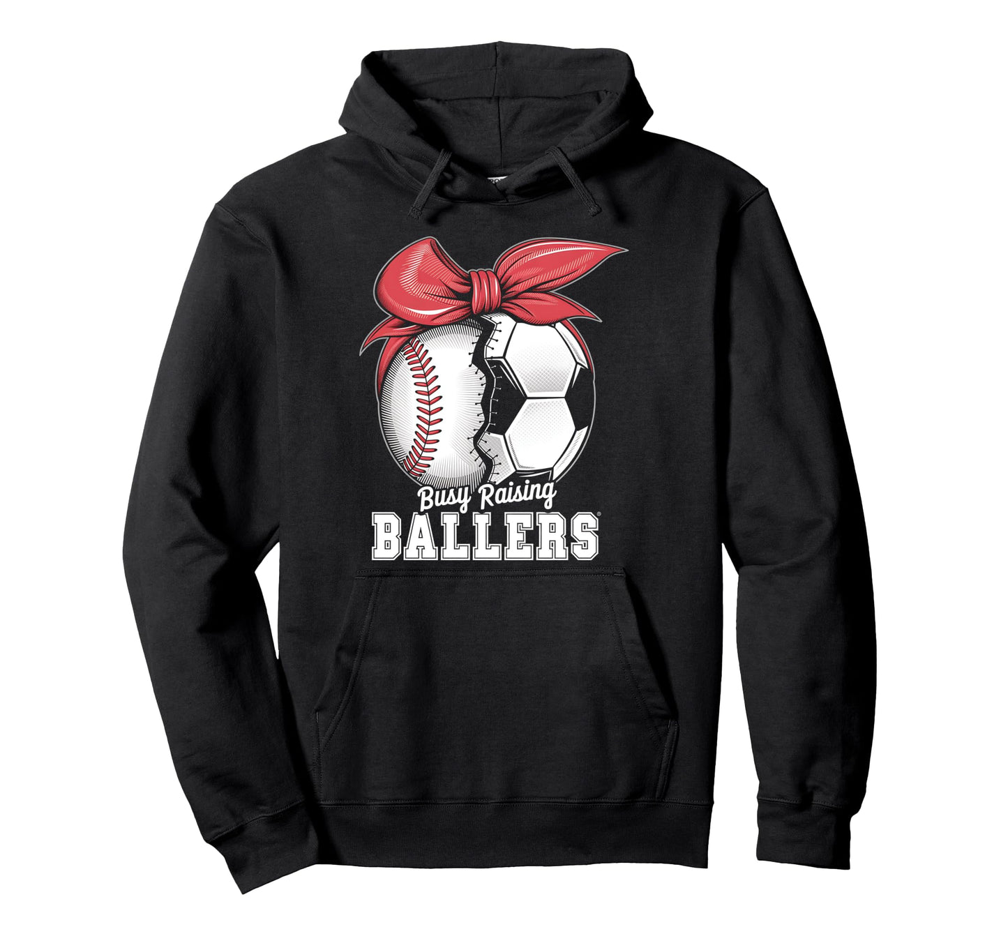Baseball Soccer Busy Raising Ballers Hoodie - Minimalist Print for Adults - T-Shirt, Sweatshirt, Hoodie