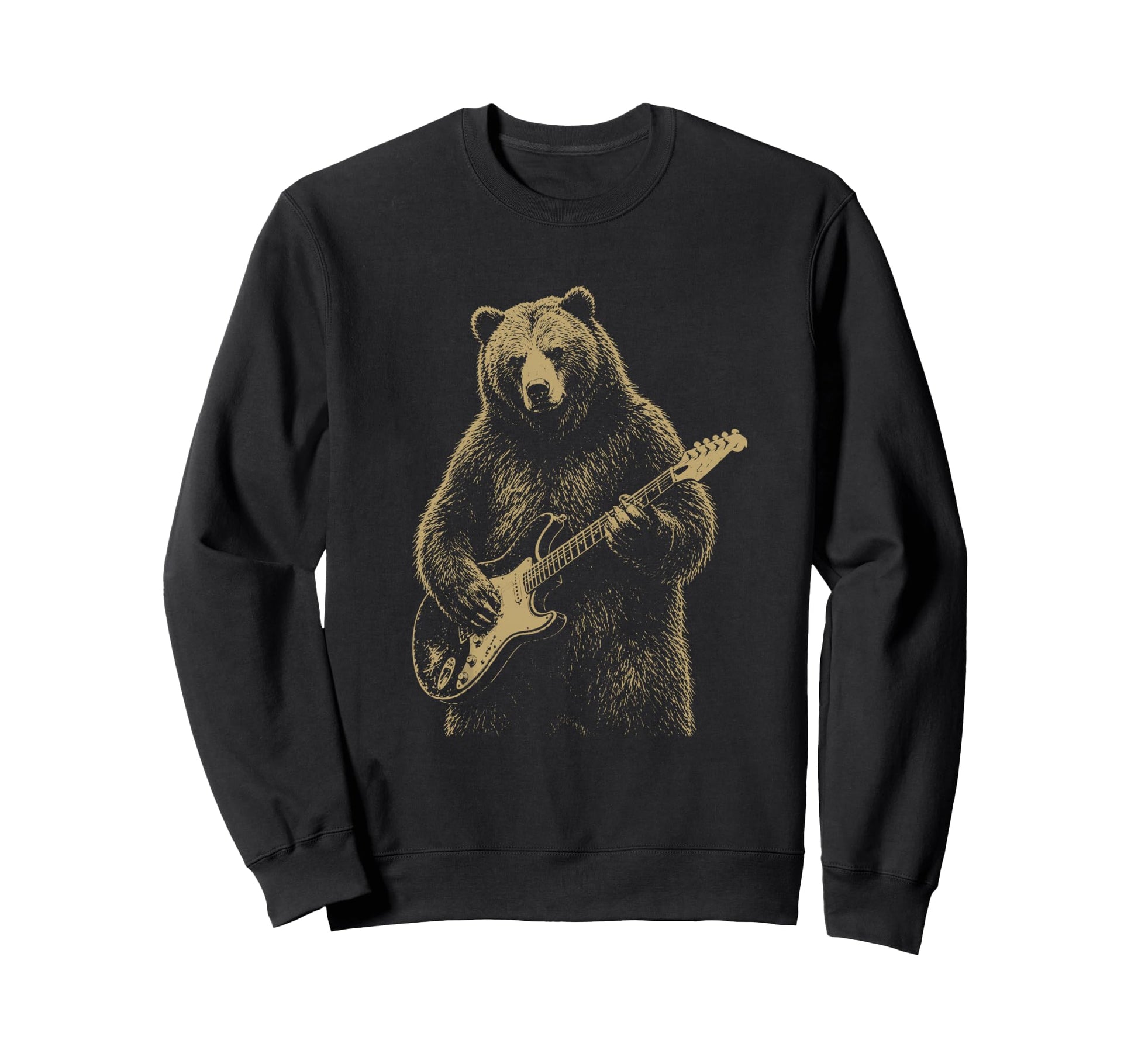 Bear Playing Electric Guitar Rocker Sweatshirt - Graphic Print Men Women - T-Shirt, Sweatshirt, Hoodie