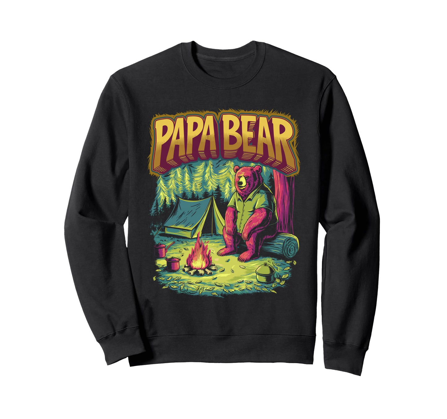 Papa Bear Adventure Mountain Sweatshirt - Aesthetic Graphic Men Women - T-Shirt, Sweatshirt, Hoodie
