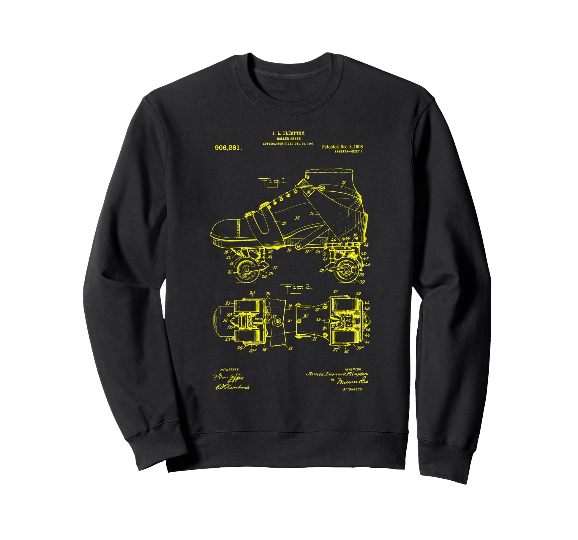 Roller Derby Skates Patent Sweatshirt - Unique Graphic for Adults - T-Shirt, Sweatshirt, Hoodie