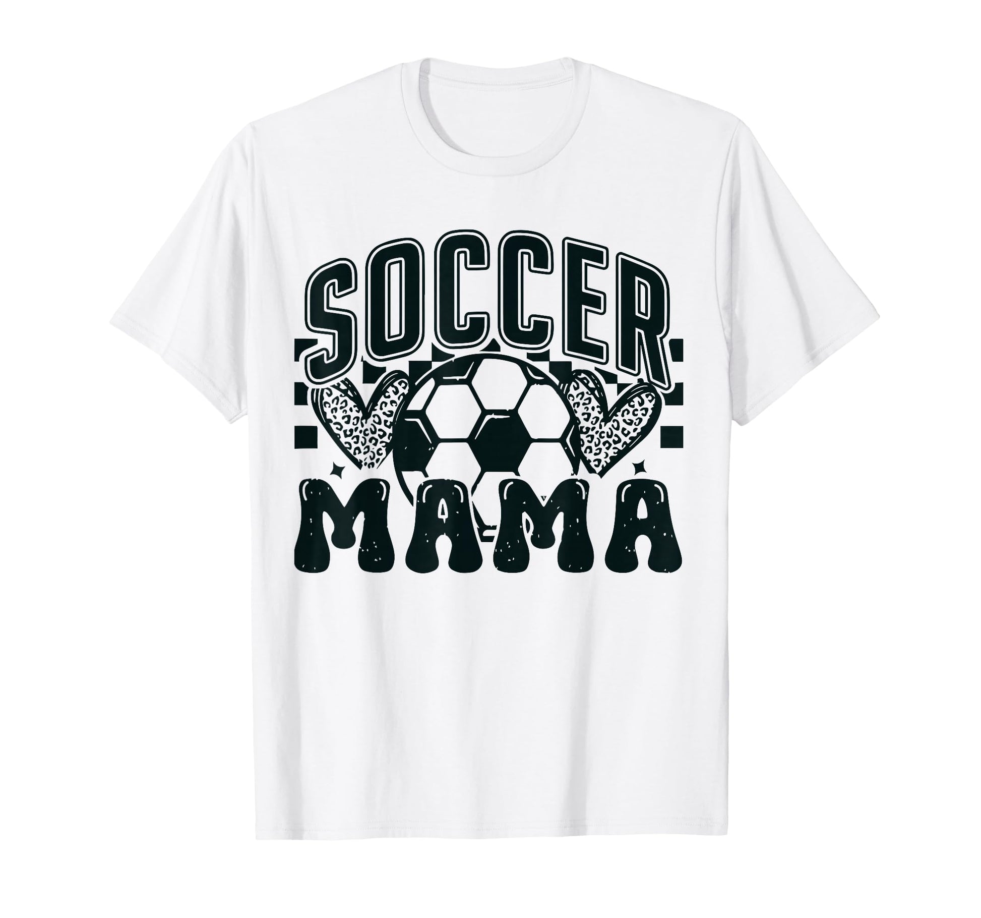 Heart Soccer Mama Checkered Soccer Mom T-Shirt - Graphic Print for Adults - T-Shirt, Sweatshirt, Hoodie