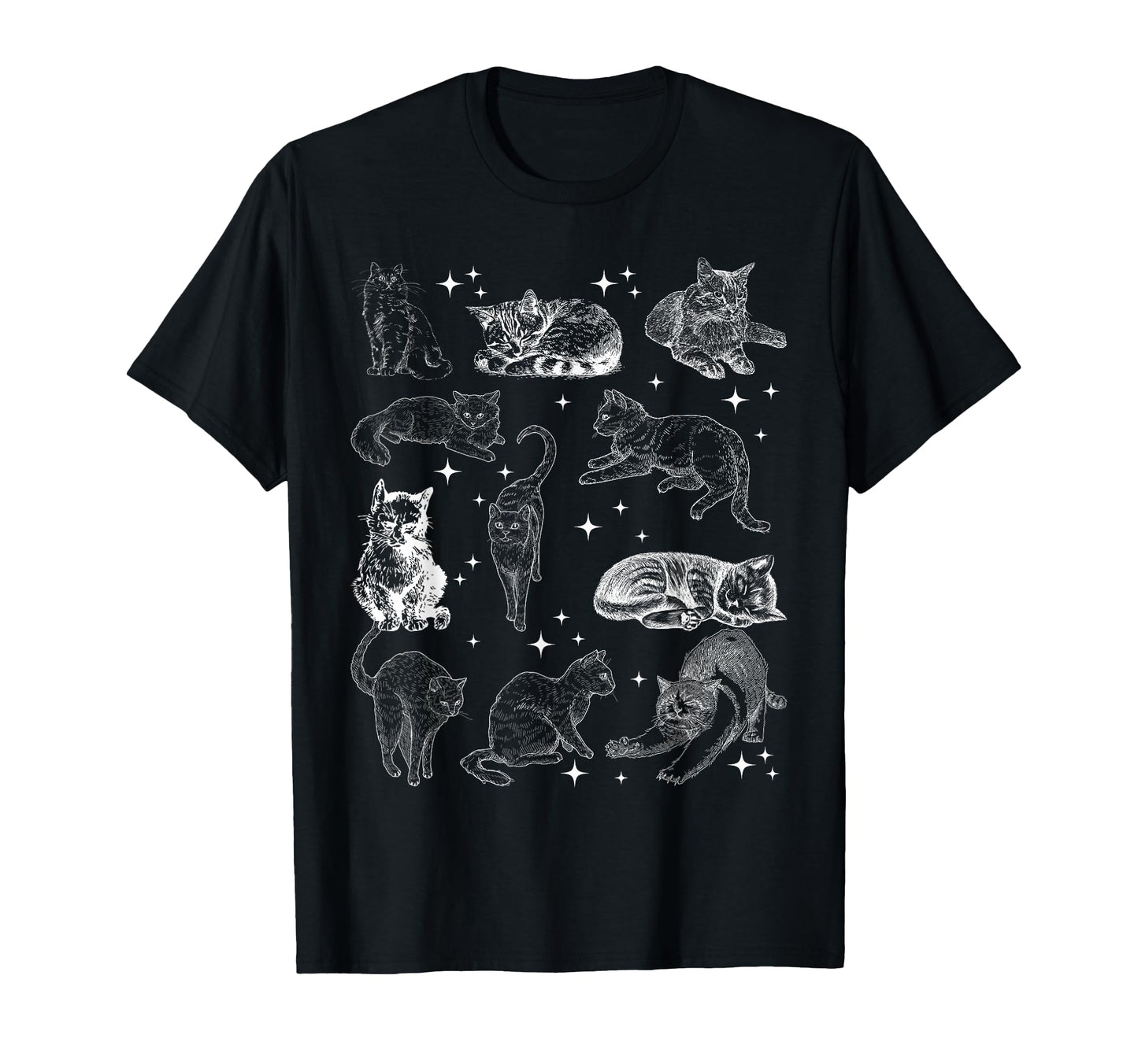 90S Tattoo Cat Kitten Nature Cat T-Shirt - Minimalist Print for Adults - T-Shirt, Sweatshirt, Hoodie