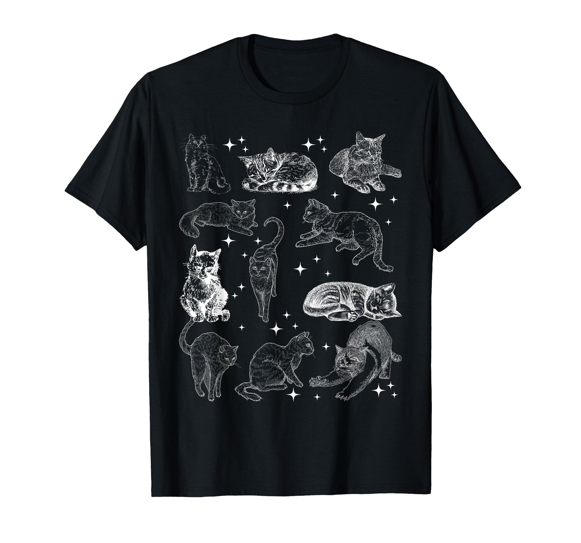 90S Tattoo Cat Kitten Nature Cat T-Shirt - Minimalist Print for Adults - T-Shirt, Sweatshirt, Hoodie