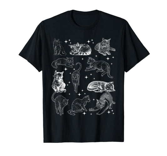90S Tattoo Cat Kitten Nature Cat T-Shirt - Minimalist Print for Adults - T-Shirt, Sweatshirt, Hoodie