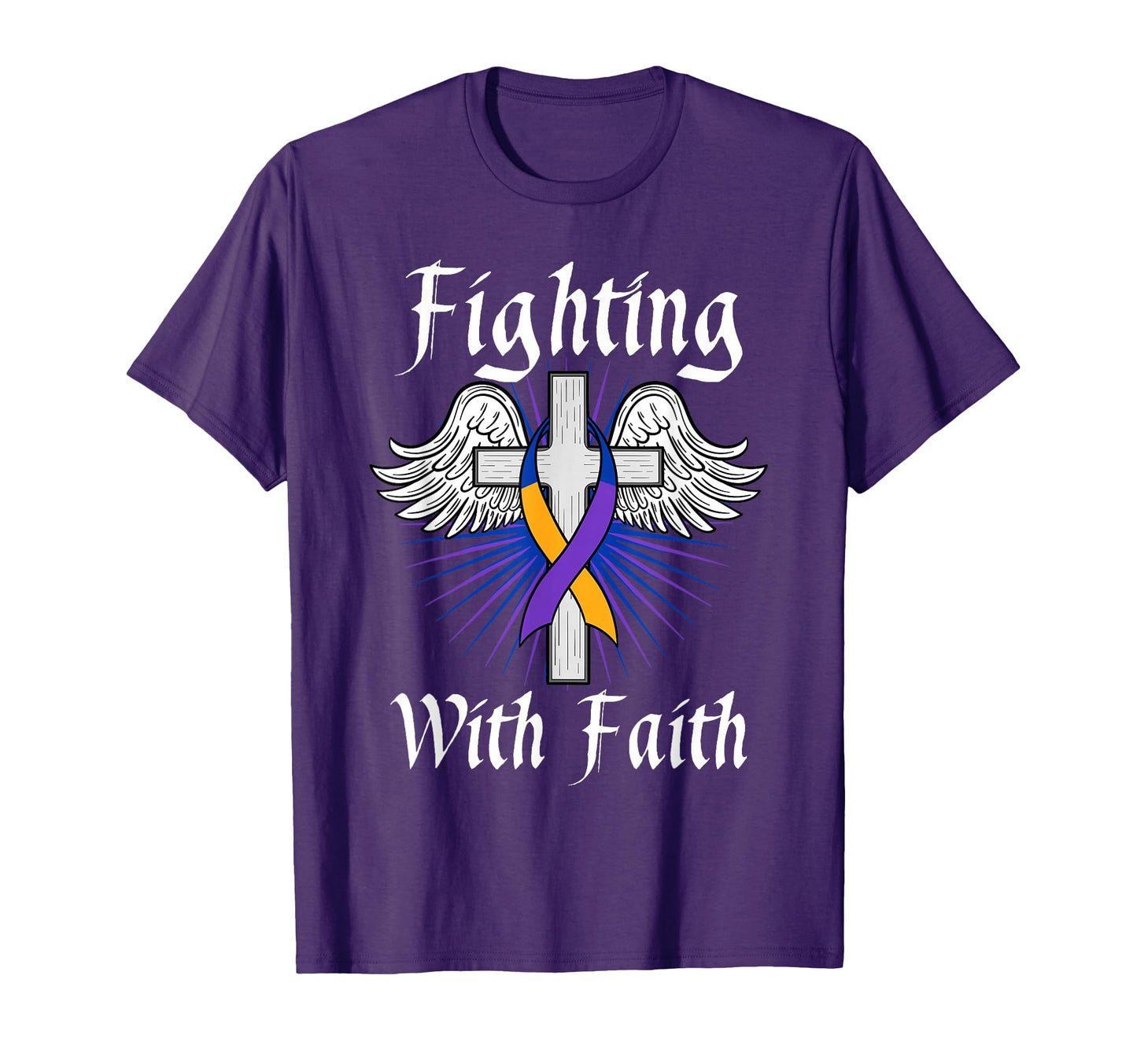 Fighting Faith Bladder Cancer Purple T-Shirt - Streetwear Style Men Women - T-Shirt, Sweatshirt, Hoodie
