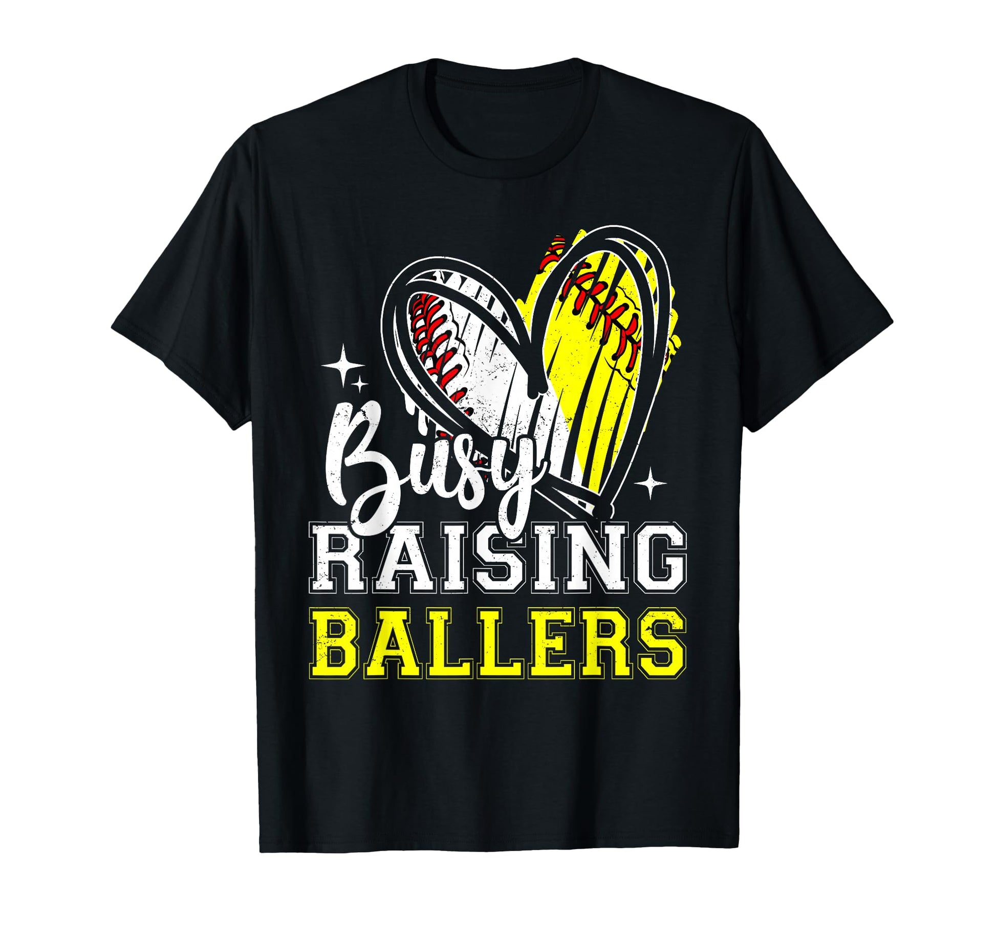 Busy Raising Ballers Heart Softball T-Shirt - Streetwear Style Unisex - T-Shirt, Sweatshirt, Hoodie