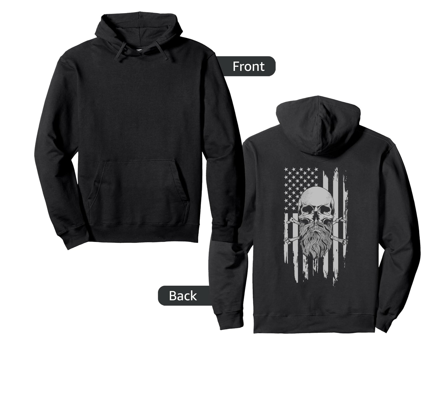 American Bearded Skull And Crossbones Hoodie - Graphic Print for Adults - T-Shirt, Sweatshirt, Hoodie