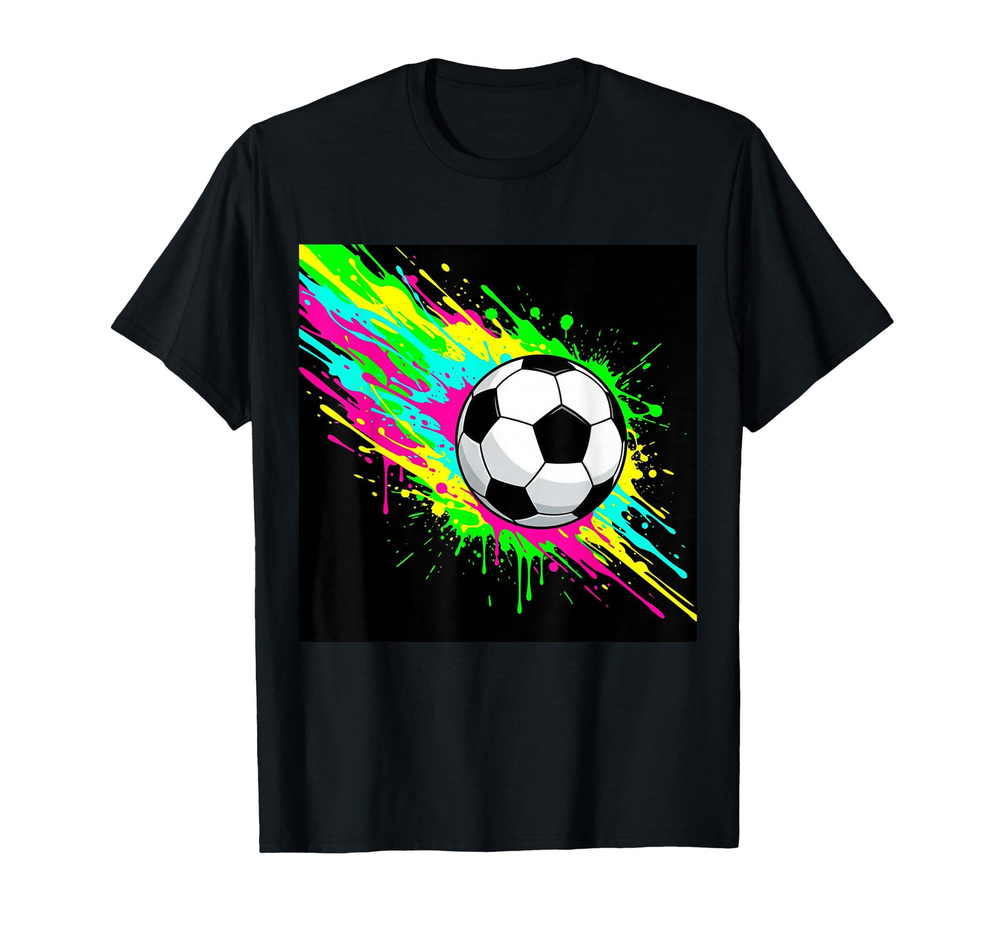 Colorful Flaming Soccer Ball Players And T-Shirt - Custom Art Print Unisex - T-Shirt, Sweatshirt, Hoodie