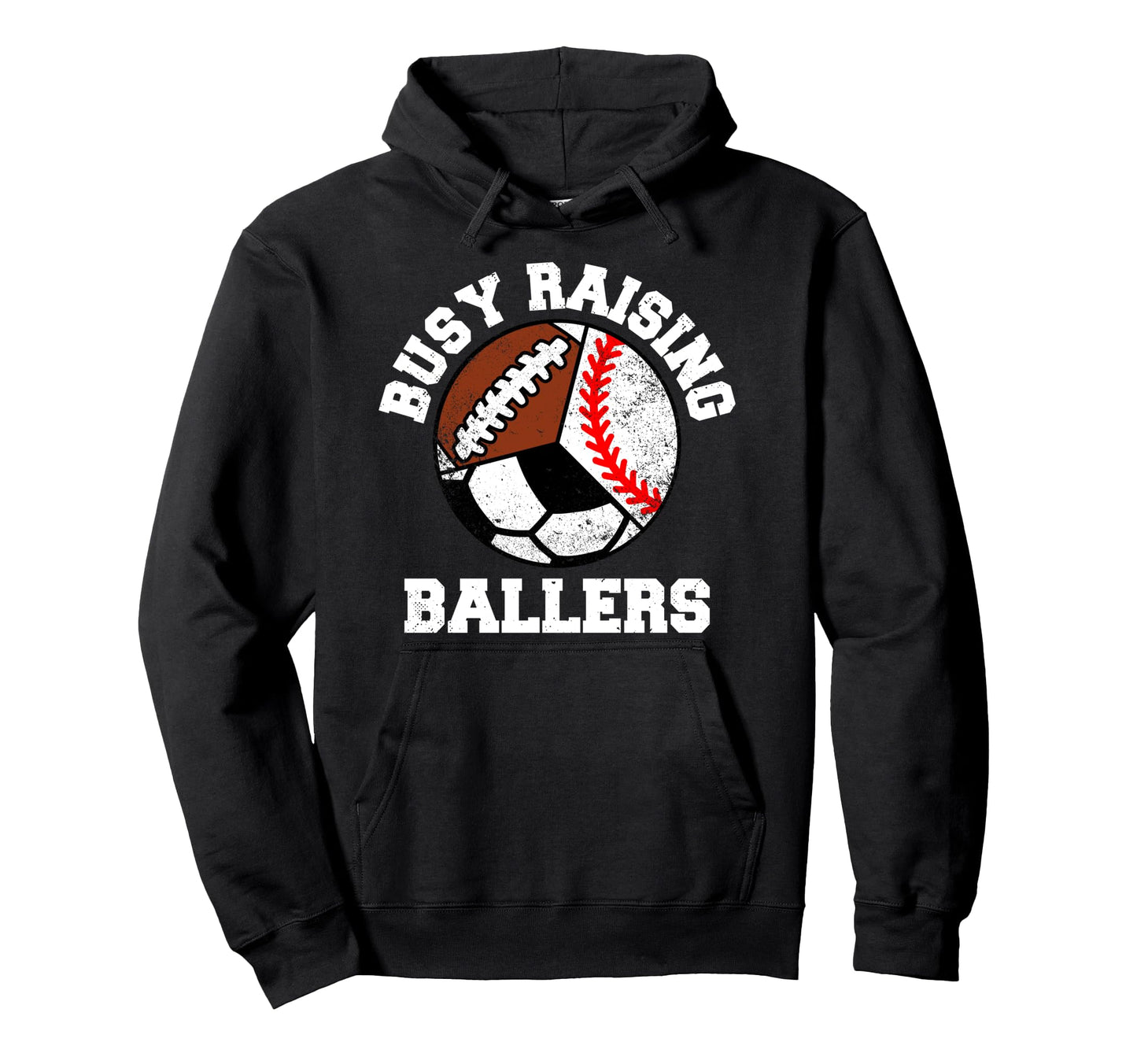 Busy Raising Ballers Funny Baseball Hoodie - Novelty Apparel for Adults - T-Shirt, Sweatshirt, Hoodie