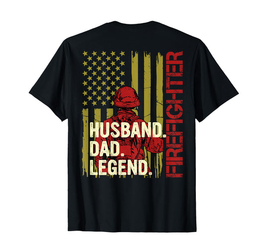 American Flag Firefighter Dad T-Shirt - Casual Everyday Wear for Adults - T-Shirt, Sweatshirt, Hoodie