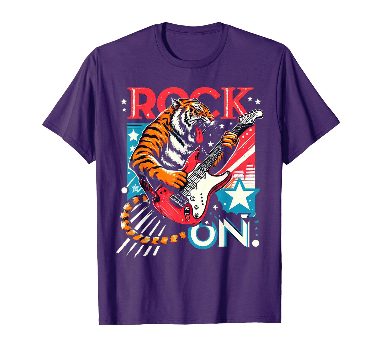 Tiger Rock Playing Guitar Music Guitarist T-Shirt - Novelty Apparel Unisex - T-Shirt, Sweatshirt, Hoodie