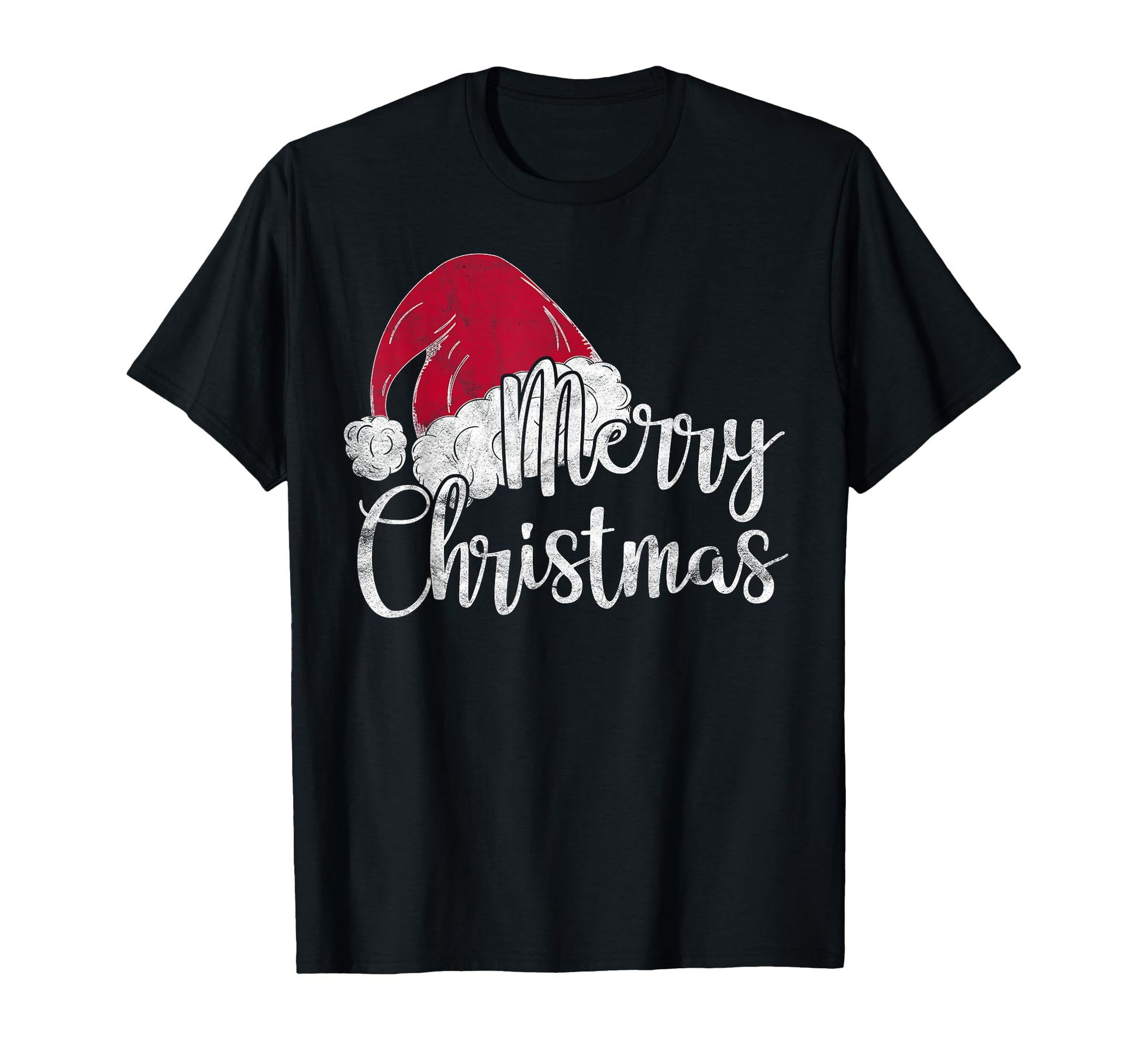 Merry Santas Hat Funny Womens T-Shirt - Casual Everyday Wear for Adults - T-Shirt, Sweatshirt, Hoodie